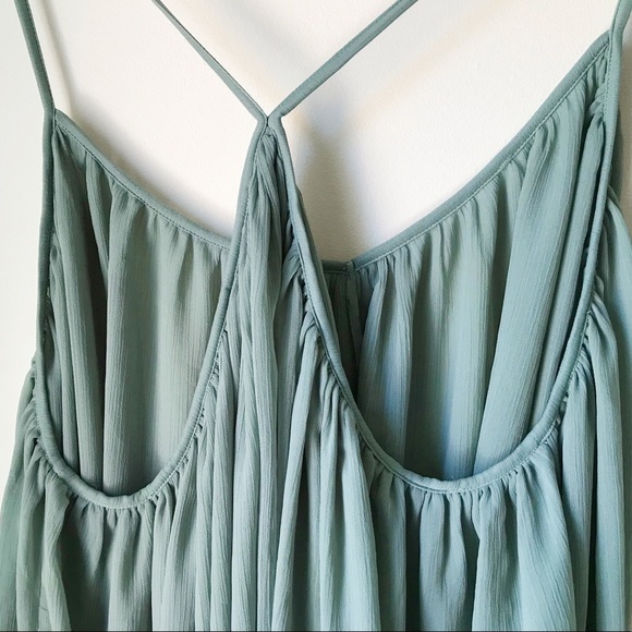 NA-KD sage green flowy loose spaghetti strap baby doll mini dress - Picture 12 of 14
